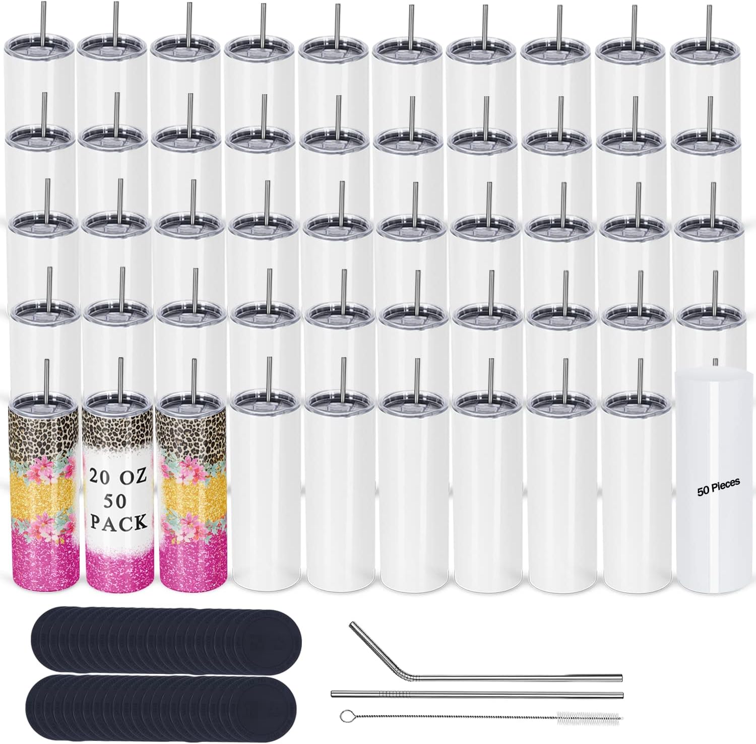 Paquete de 50 vasos de sublima - Tumbler 20Oz White reseña y precio