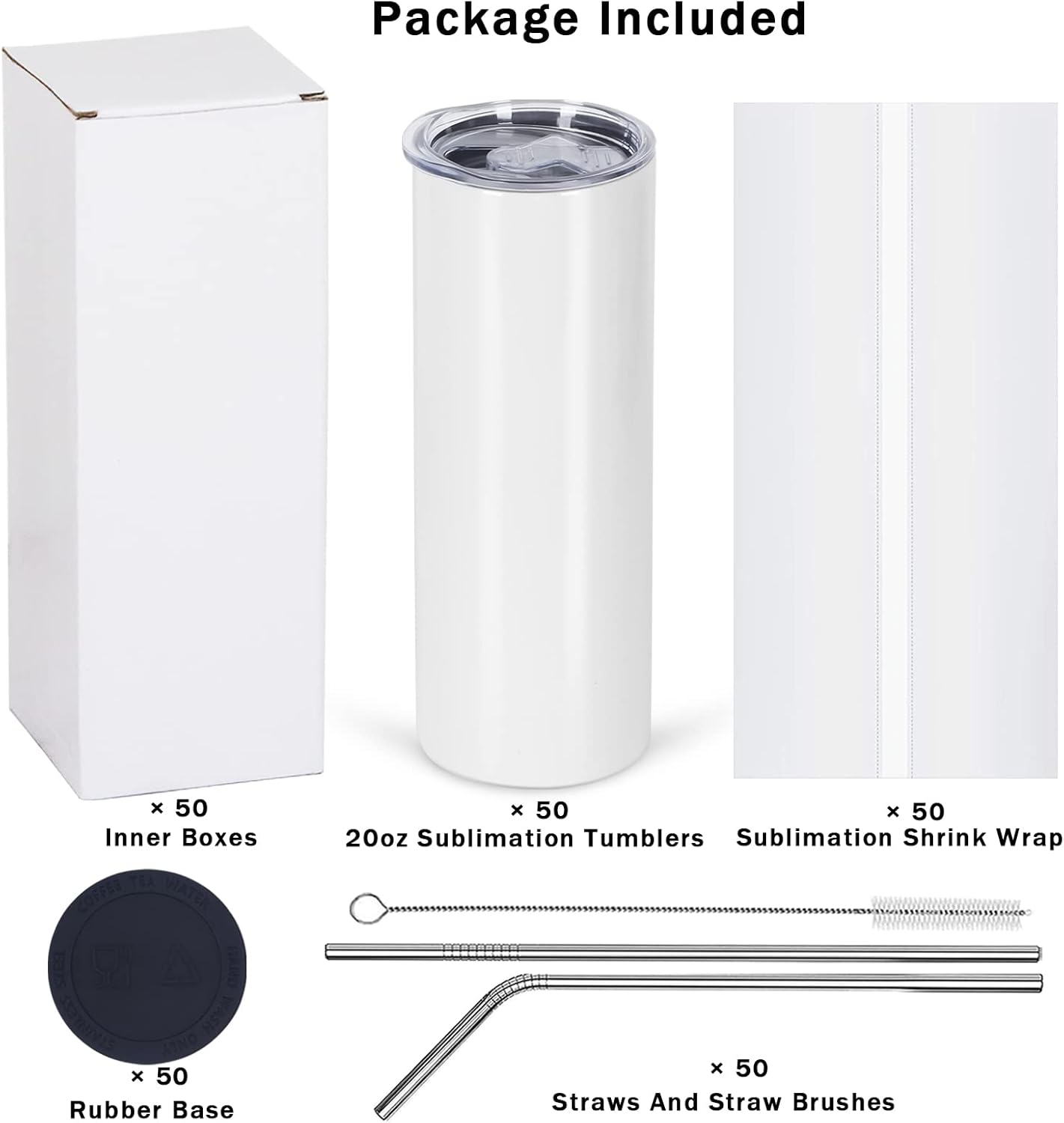 Paquete de 50 vasos de sublima - Tumbler 20Oz White reseña y precio